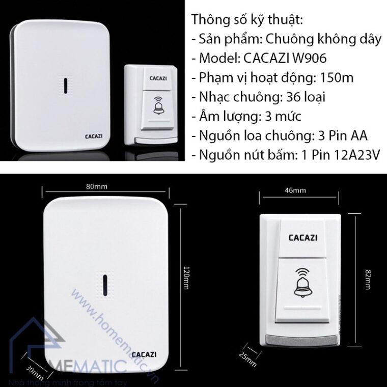 cacazi W906 thong so ky thuat