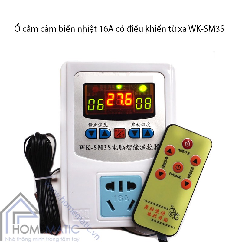 WK-SM3S Ổ cắm cảm biến nhiệt 16A có điều khiển WK-SM3S