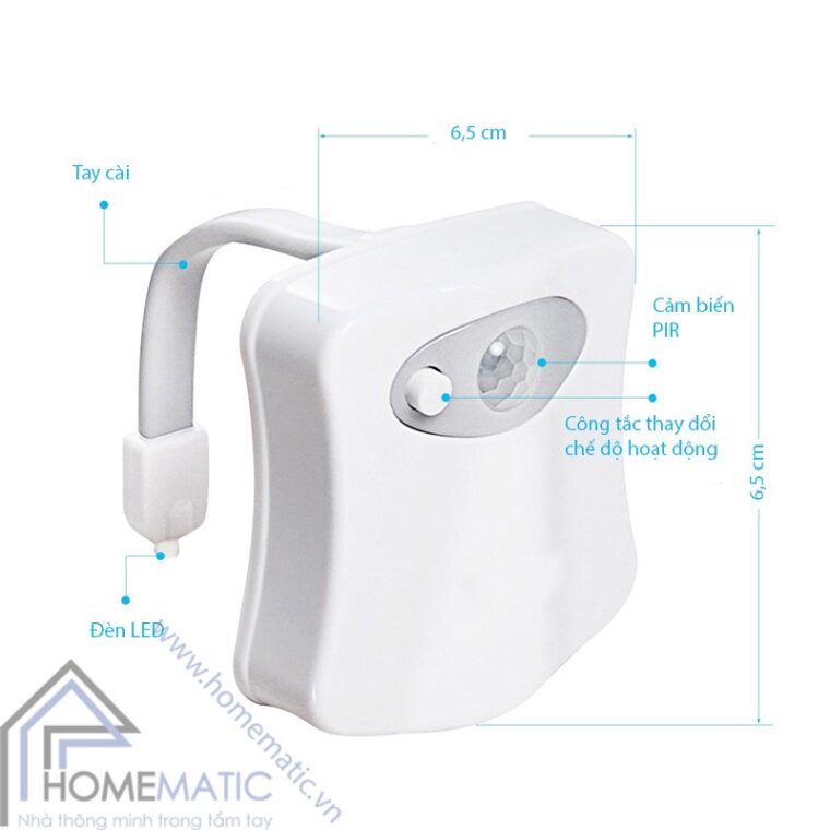 Đèn LED cảm ứng chuyển động, nhiều màu sắc phát sáng bồn cầu LB8 chi tiet san pham