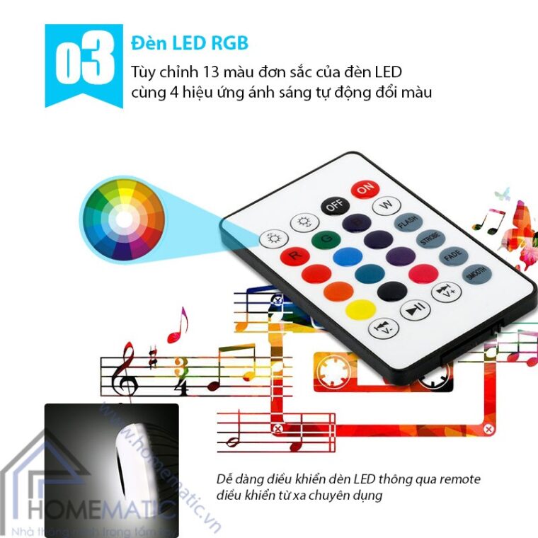 bong den + loa bluetooth den LED RGB