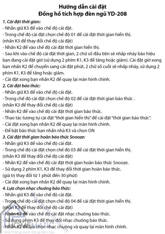 hdsd dong ho den ngu