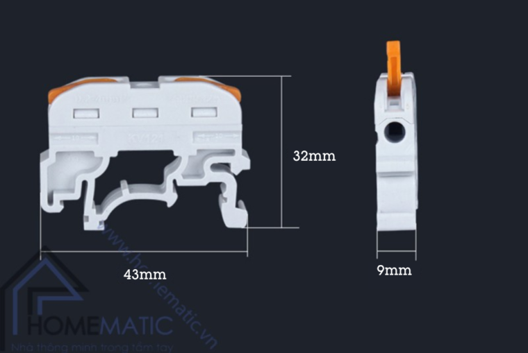 Cút Nối Dây điện 2 đầu Gắn Thanh Ray Tủ điện Kv121 (hộp 50 Cái) Cút Nối Dây điện 2 đầu Gắn Thanh Ray Tủ điện Kv121 (hộp 50 Cái)