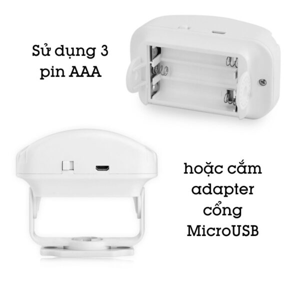 Chuông Báo Khách Không Dây Học Lệnh Thông Minh Cacazi Ks-sf20r cảm biến sử dụng 3 pin AAA hoặc adapter