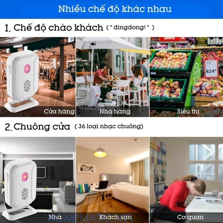 Chuông Báo Khách Không Dây Học Lệnh Thông Minh Cacazi Ks-sf20r