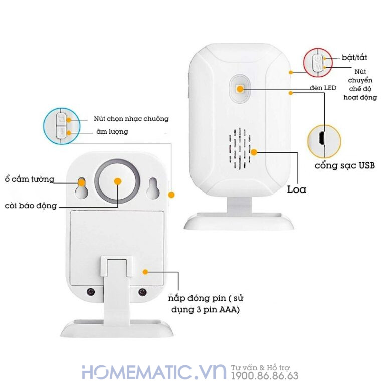 Chuông Báo Khách Không Dây Thông Minh Cacazi Ks-sf20r Chuông Báo Khách Không Dây Thông Minh Cacazi Ks-sf20r