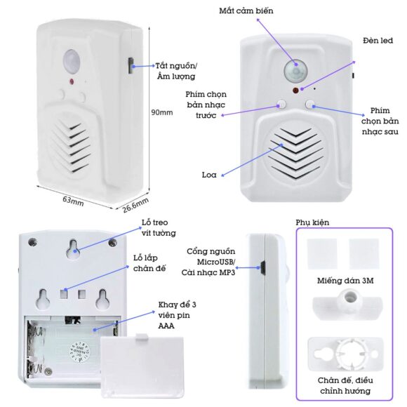 Chuông Báo Khách Phát Nhạc Hỗ Trợ Tiếng Việt Mspir01