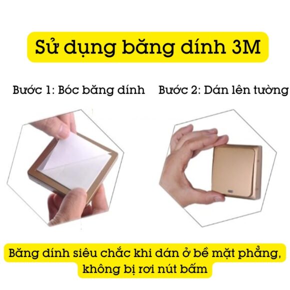 Chuông Cửa Không Dây, Không Dùng Pin Nút Bấm To Yiroka Dq-688 băng dính 3M