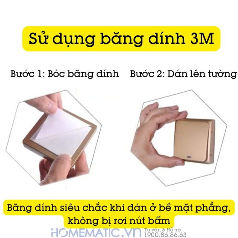 Chuông Cửa Không Dây, Không Dùng Pin Nút Bấm To Yiroka Dq-688 băng dính 3M