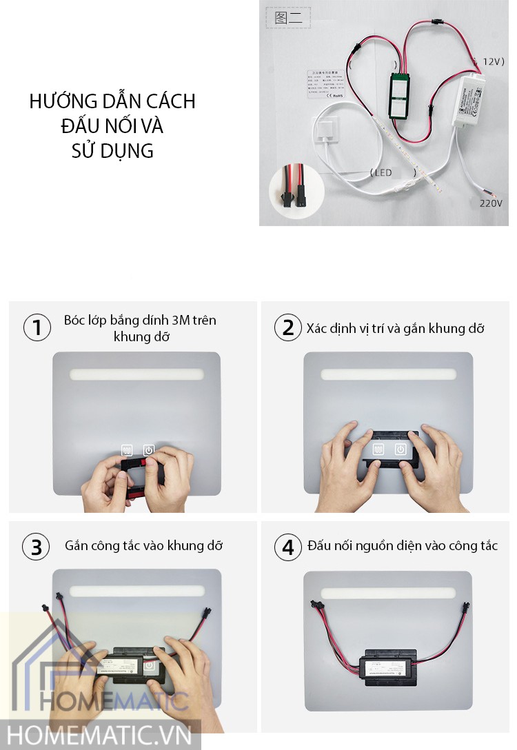 Công tắc dán gương kiêm sấy gương