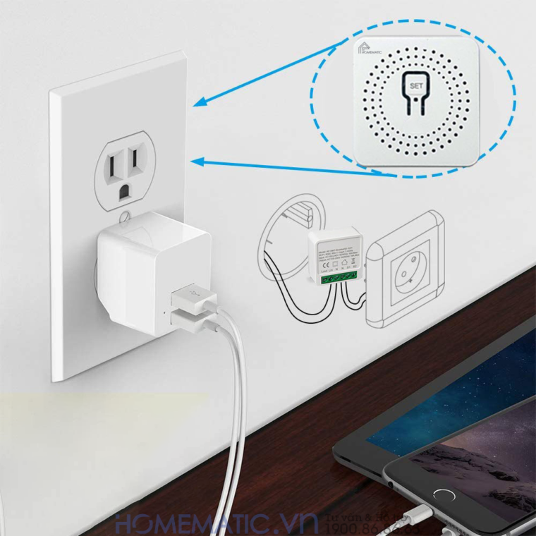 Hộp Công Tắc Wifi Mini Siêu Nhỏ 16a Homematic Wdsv2