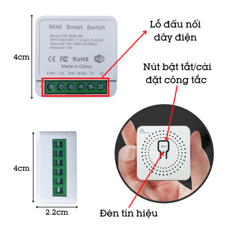 Hộp Công Tắc Wifi Mini Siêu Nhỏ 16a Homematic Wdsv2