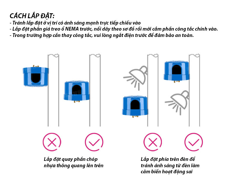 Công tắc cảm biến ánh sáng zodion SS4H cách lắp đặt