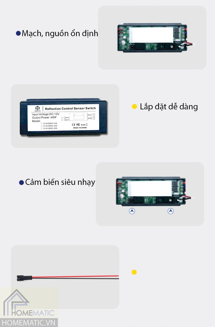 Công tắc dán gương tiệm cận HMCYD12RE