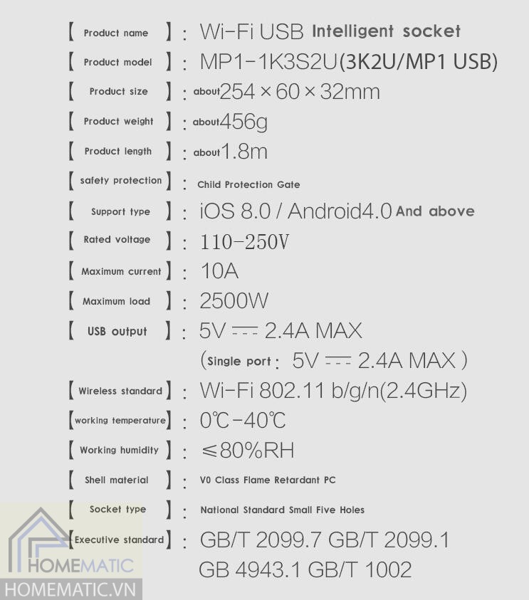 Ổ cắm wifi 3 cổng 2 USB Broadlink MP1