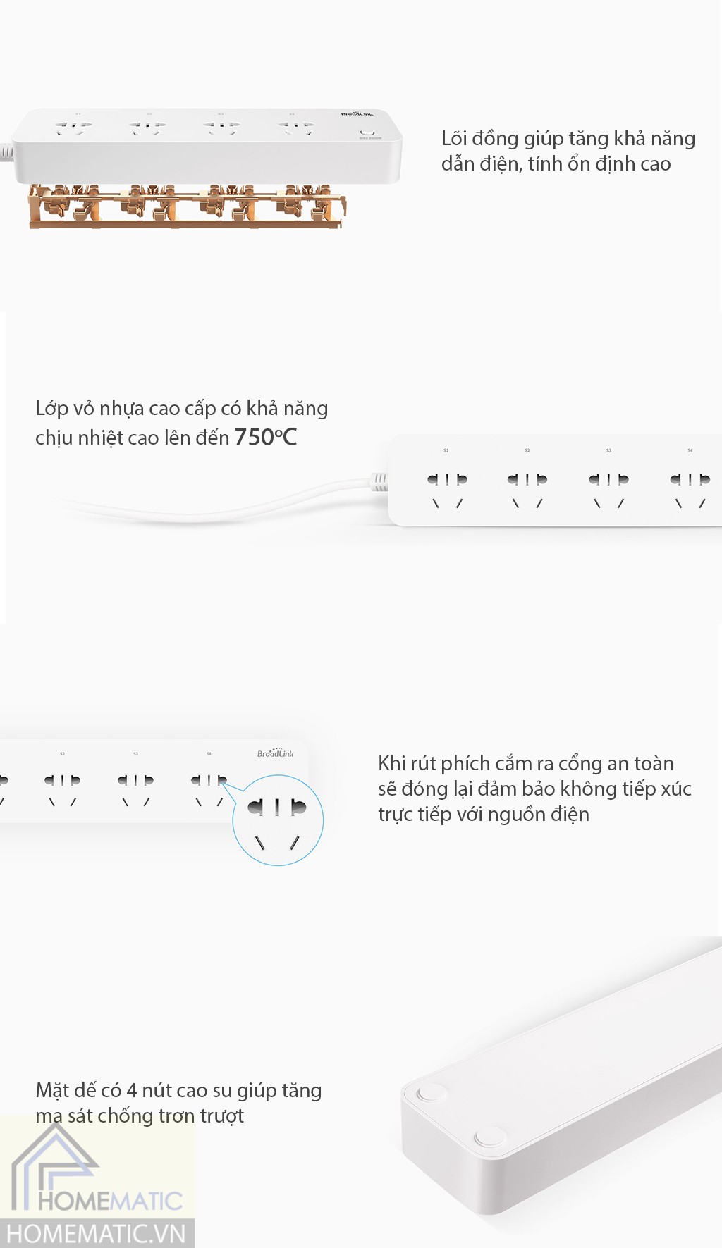 Ổ cắm wifi 4 cổng Broadlink MP1