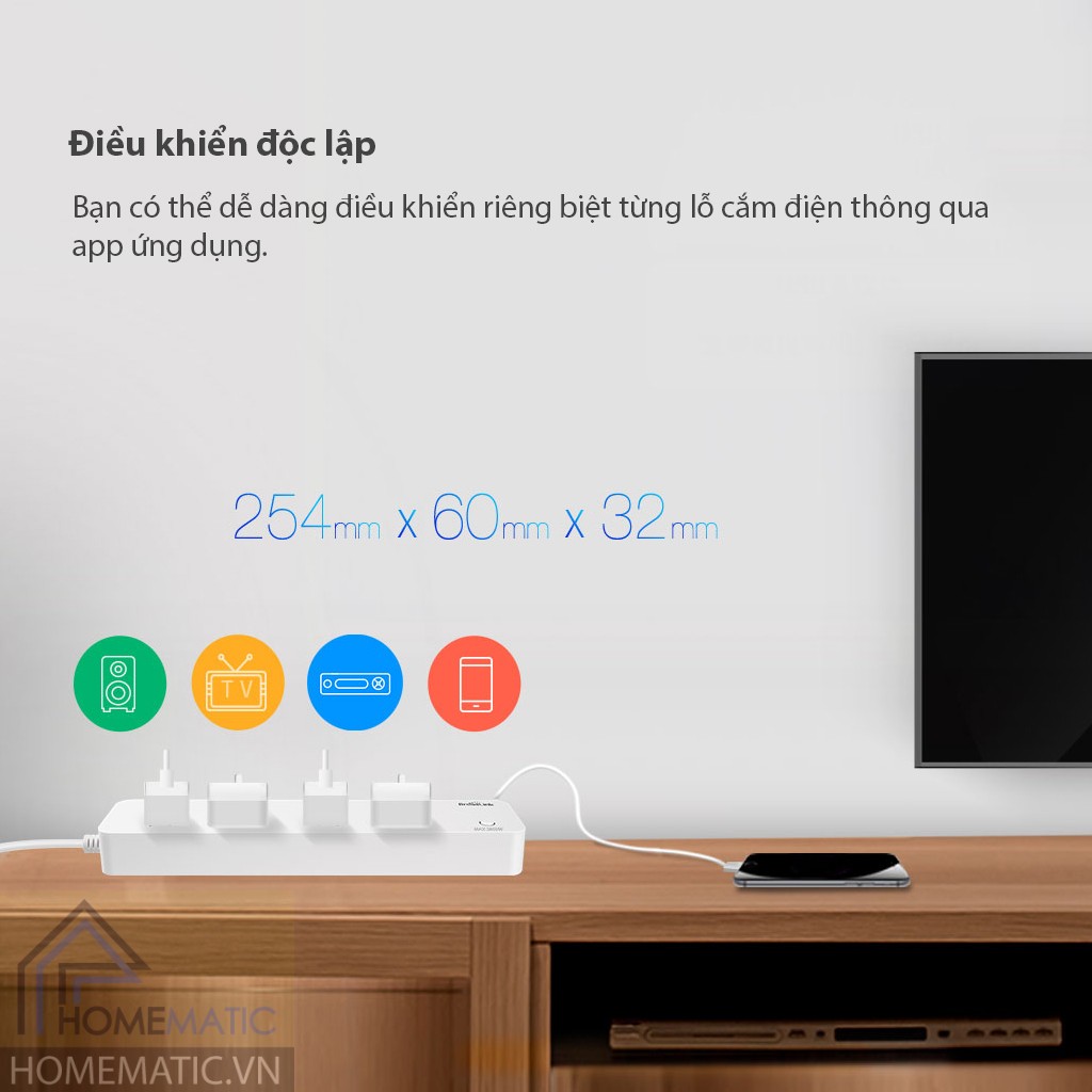 Ổ cắm wifi 4 cổng Broadlink MP1