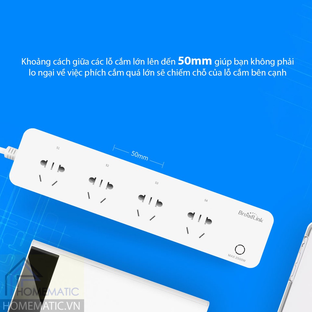 Ổ cắm wifi 4 cổng Broadlink MP1