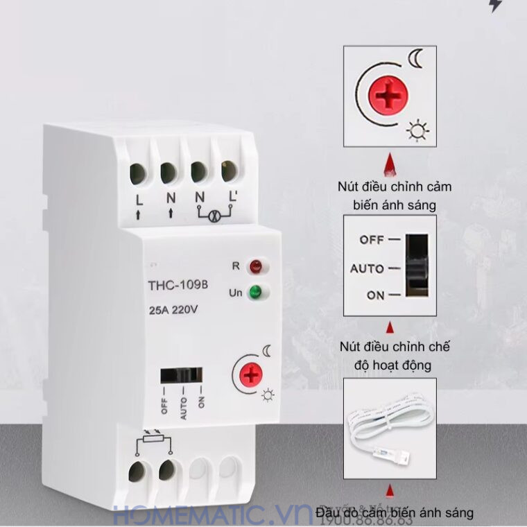 Công Tắc Cảm ứng ánh Sáng Mắt Rời Gắn Thanh Ray Tủ điện Thc-109b