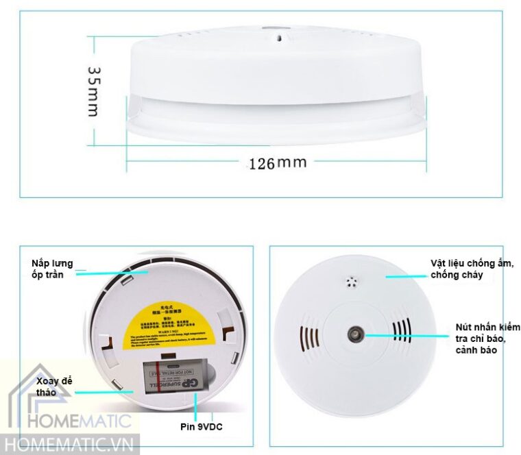 Báo khói và nhiệt phát sóng 433 mhz AT727W-433