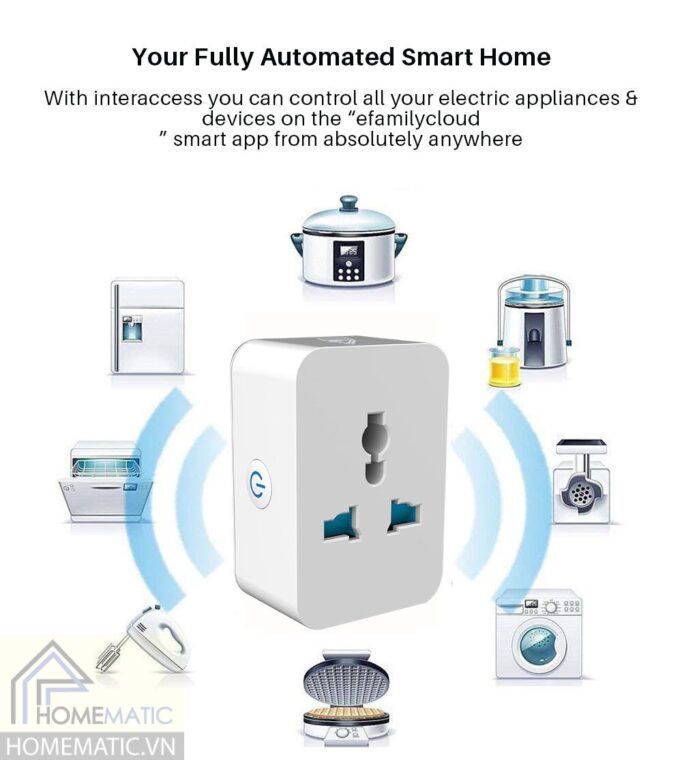 Ổ cắm thông minh WIFI 16A Tuya đo công suất HM-WS026