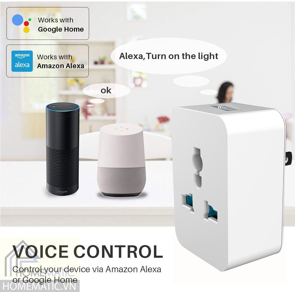 Ổ cắm thông minh WIFI 16A Tuya đo công suất HM-WS026