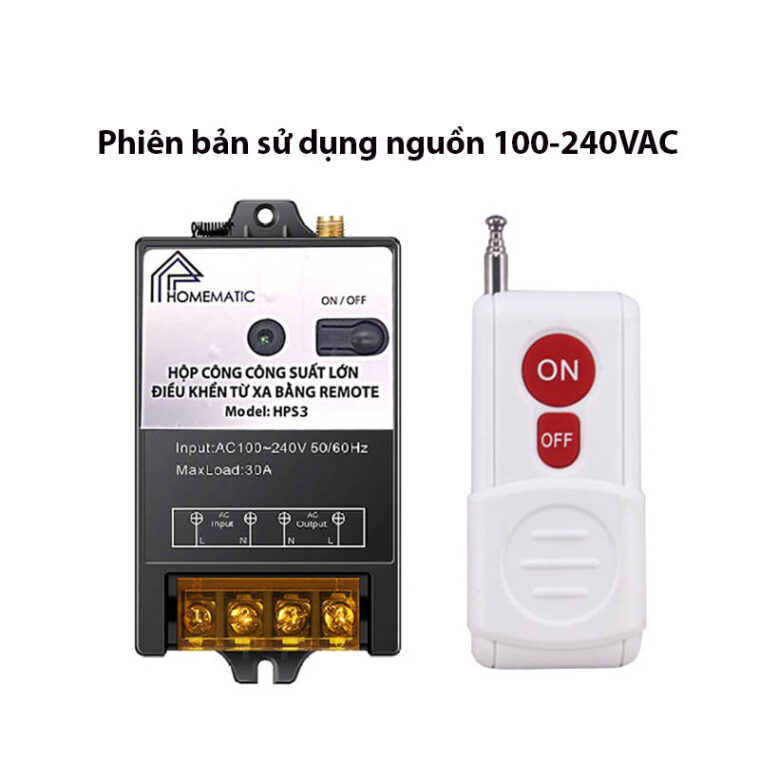 Bộ công tắc 30A điều khiển bằng remote tầm xa HPS3