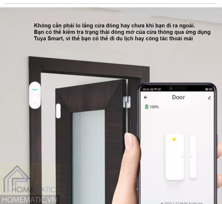 Cảm biến má từ WiFi báo động chống trộm mở cửa HM-DS02