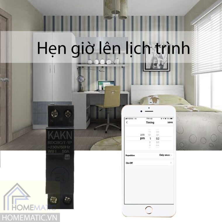 Công tắc công suất lớn 50A gắn tủ điện tuya KAKN50