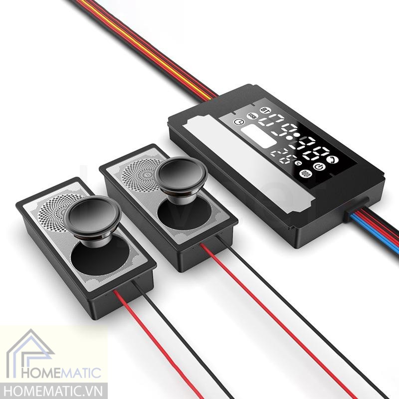 Công tắc gương cảm ứng chạm bật đèn hỗ trợ màn hiển thị nhiệt độ, độ ẩm, loa bluetooth HMCY-D12TOK60