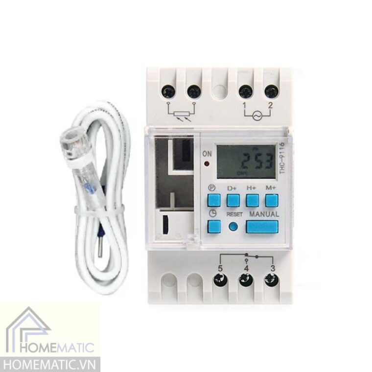 Công tắc hẹn giờ lập trình điện tử kết hợp cảm biến ánh sáng 16A THC9116
