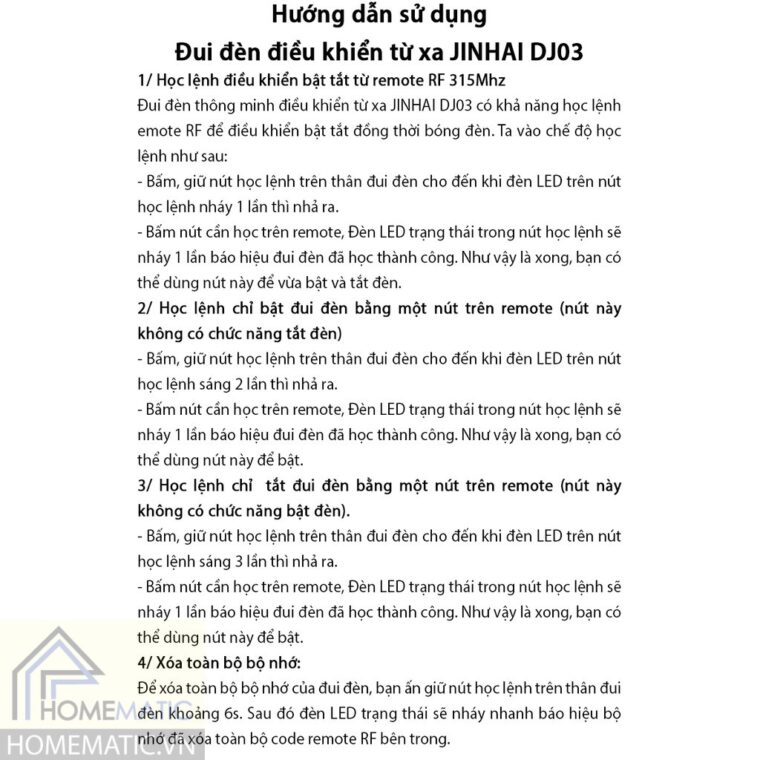 Đui đèn điều khiển từ xa học lệnh JINHAI DJ03
