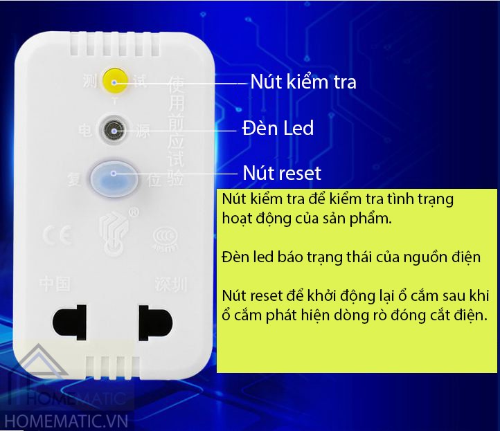 Ổ cắm chống giật, dò điện cho các thiết bị NB-ZL2M10