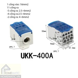 Cầu đấu chia nhỏ dây điện chịu tải lớn 160A-400A UKK