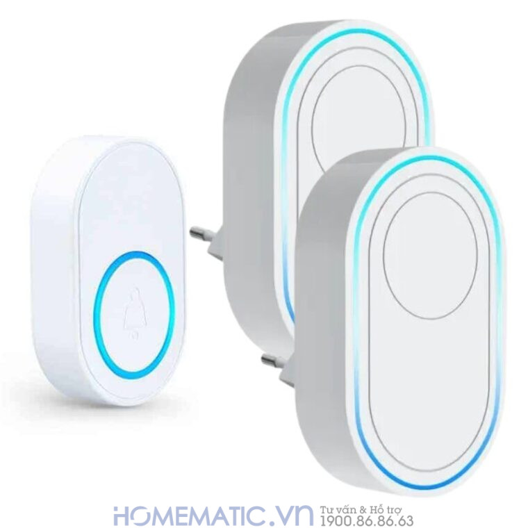 Chuông Cửa Không Dây Wifi Tuya Tdb12 1 nút bấm 2 loa chuông