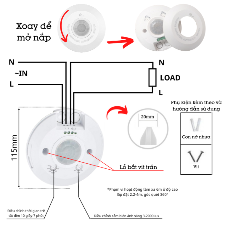 Công Tắc Cảm Biến Chuyển động Lắp Trần Nổi Sp-s08a Công Tắc Cảm Biến Chuyển động Lắp Trần Nổi Sp-s08a
