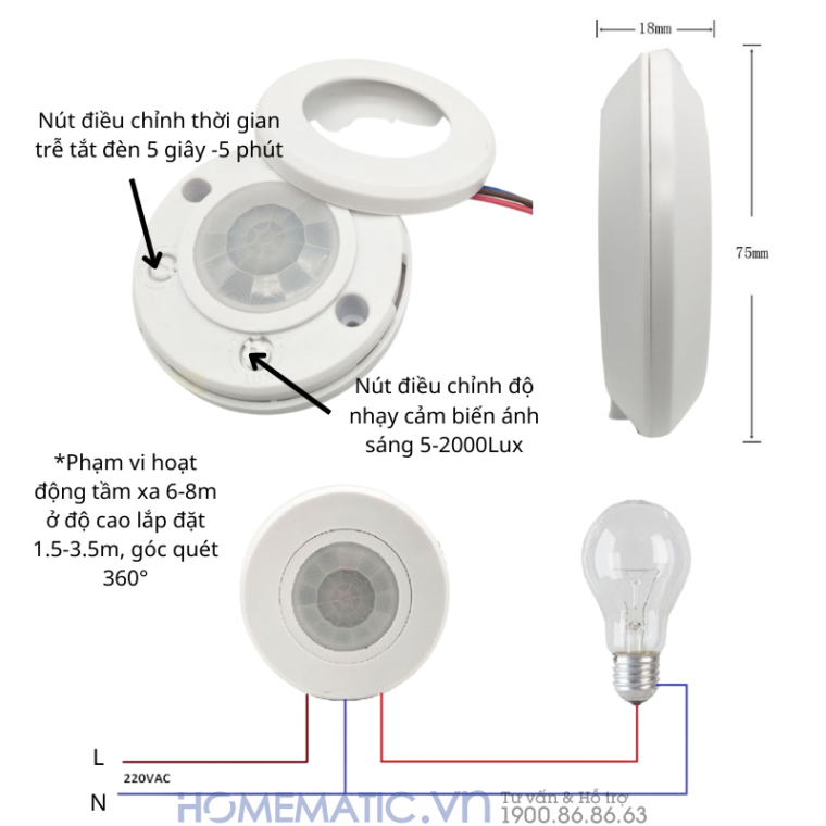 Công Tắc Cảm Biến Chuyển động Mini Lắp Trần Nổi P004 Công Tắc Cảm Biến Chuyển động Mini Lắp Trần Nổi P004