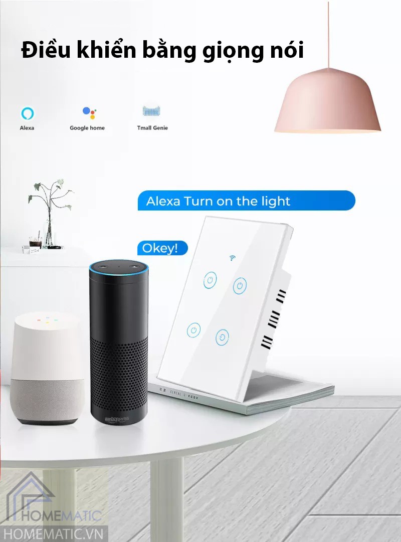 Công tắc Wifi mặt kính hỗ trợ remote thế hệ mới Tuya HM21