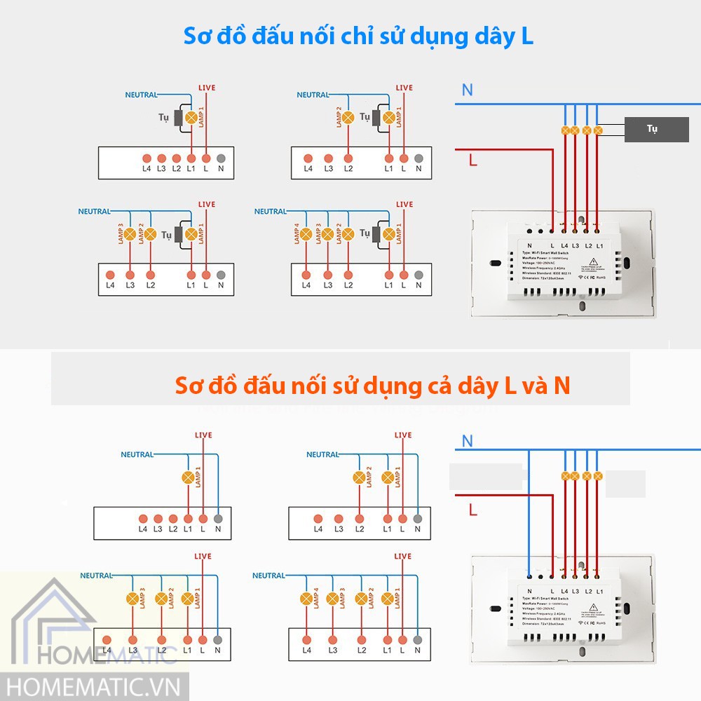 Công tắc Wifi mặt kính hỗ trợ remote thế hệ mới Tuya HM21