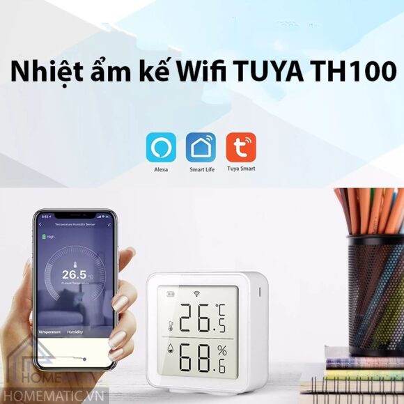 Nhiệt ẩm kế wifi Tuya TH100