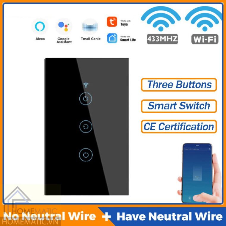 Công tắc Wifi mặt kính hỗ trợ remote thế hệ mới Tuya HM21