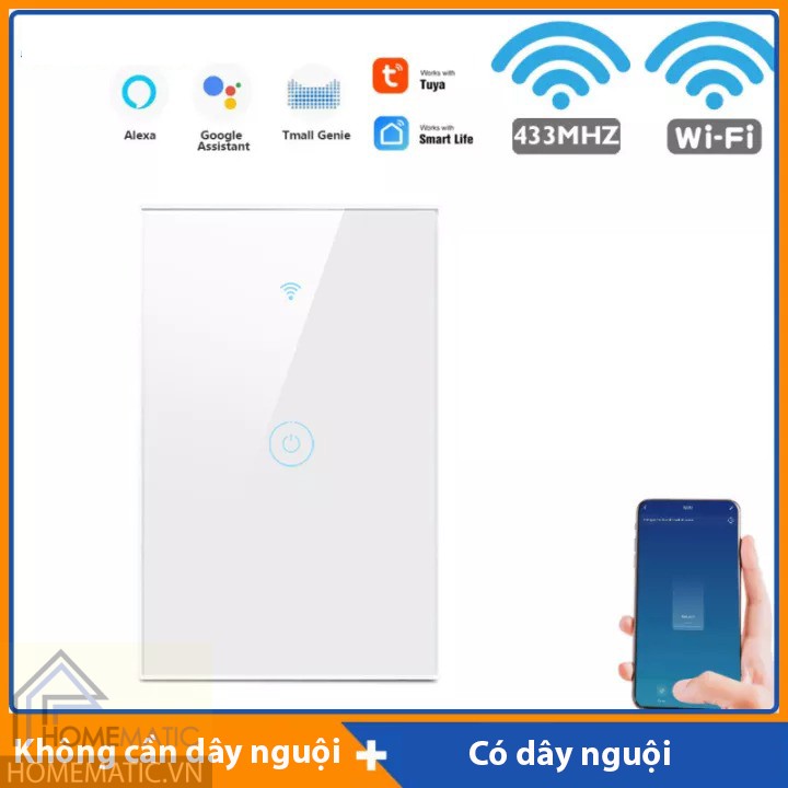Công tắc Wifi mặt kính hỗ trợ remote thế hệ mới Tuya HM21