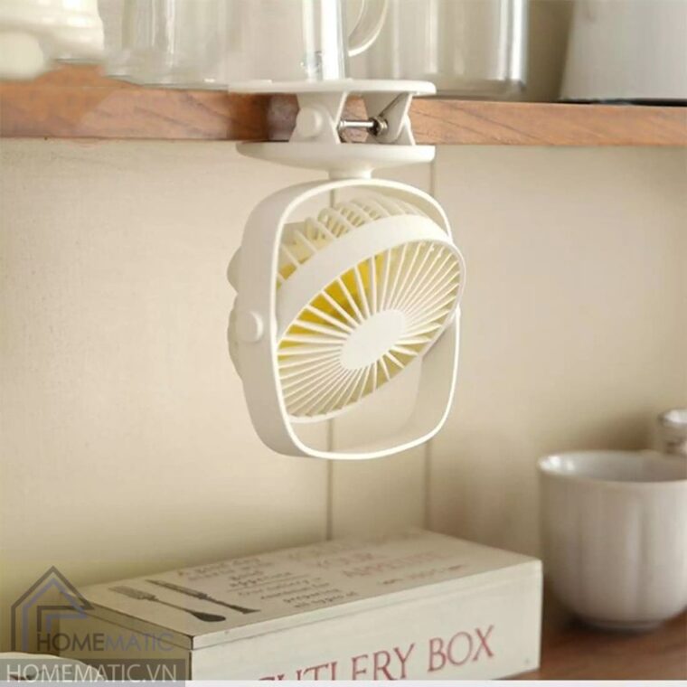 Quạt sạc mini xoay góc kiêm đèn led ngủ chân kẹp đa năng BJJ848