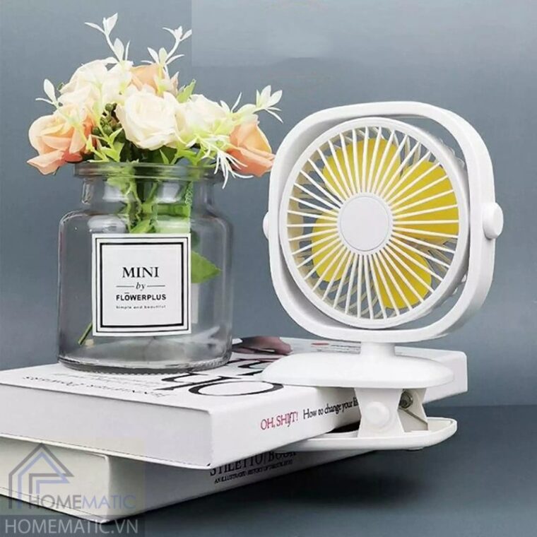 Quạt sạc mini xoay góc kiêm đèn led ngủ chân kẹp đa năng BJJ848