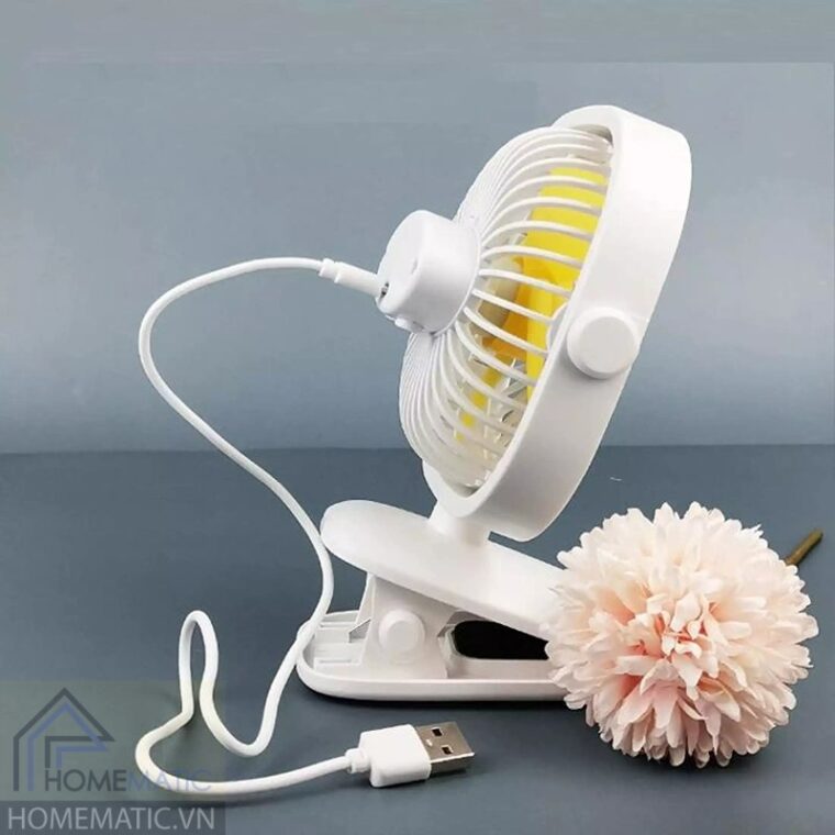 Quạt sạc mini xoay góc kiêm đèn led ngủ chân kẹp đa năng BJJ848