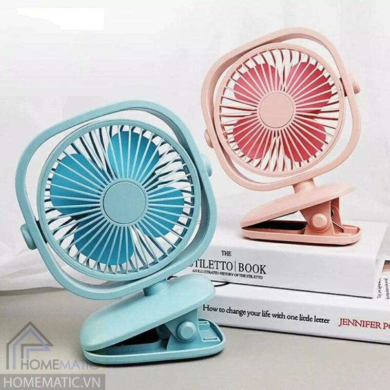 Quạt sạc mini xoay góc kiêm đèn led ngủ chân kẹp đa năng BJJ848