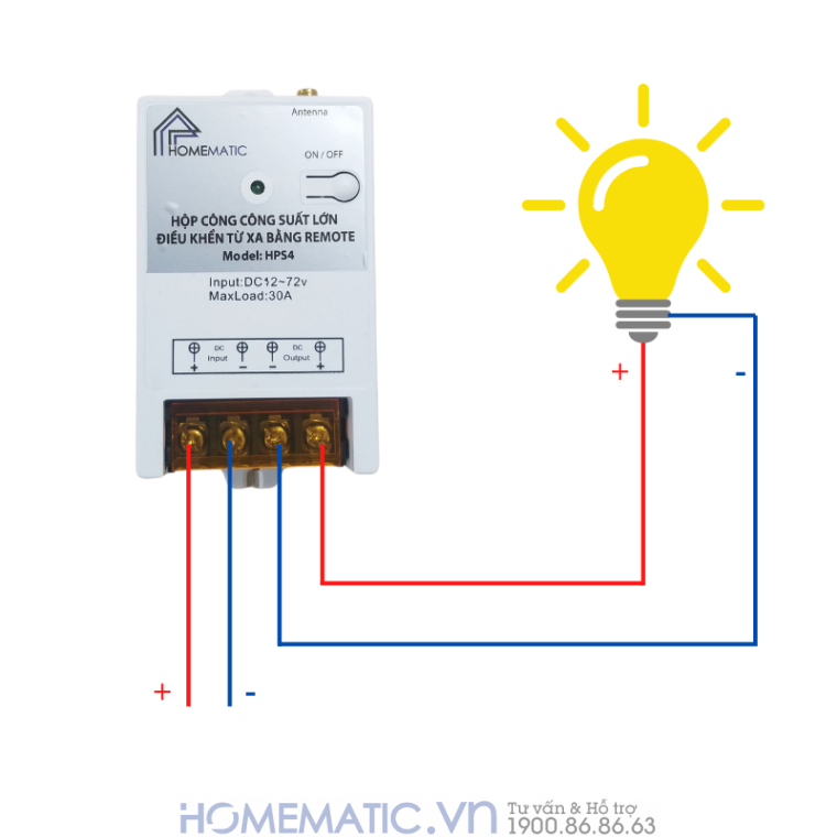 Bộ Công Tắc 30a điều Khiển Bằng Remote Tầm Xa 3km Hps4