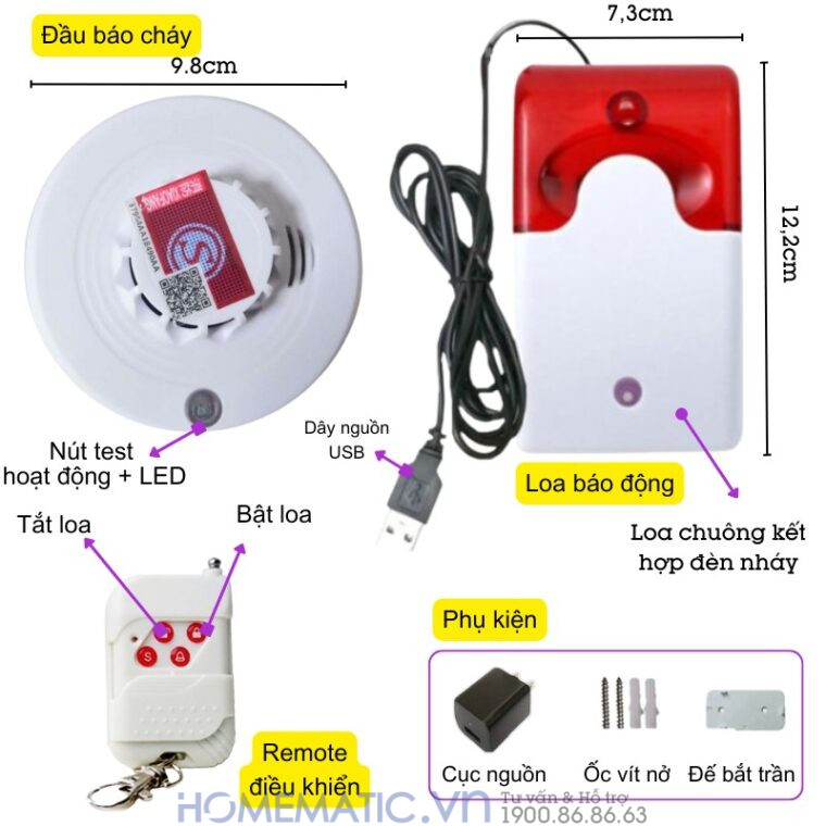 Bộ Báo Cháy Không Dây Ra Loa Fakit các tính năng