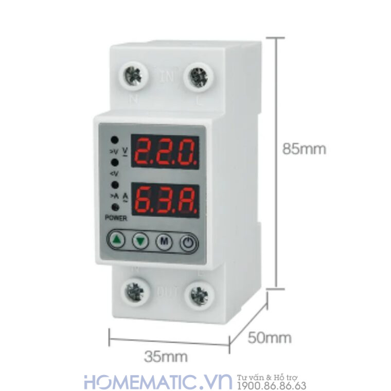 Thiết Bị Bảo Vệ Quá áp, Thấp áp, Quá Tải, Hỗ Trợ Bật Tắt Tải 63a Tvps1-63c