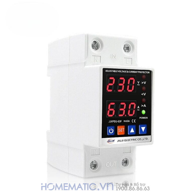Thiết Bị Bảo Vệ Quá áp, Thấp áp, Quá Tải, Hỗ Trợ Bật Tắt Tải 63a Tvps1-63c