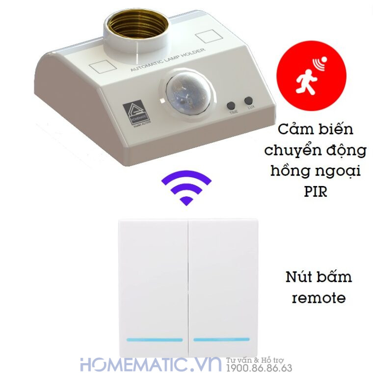 Đui đèn Cảm ứng Người Chuyển động Hồng Ngoại Pir + điều Khiển Từ Xa Alh101
